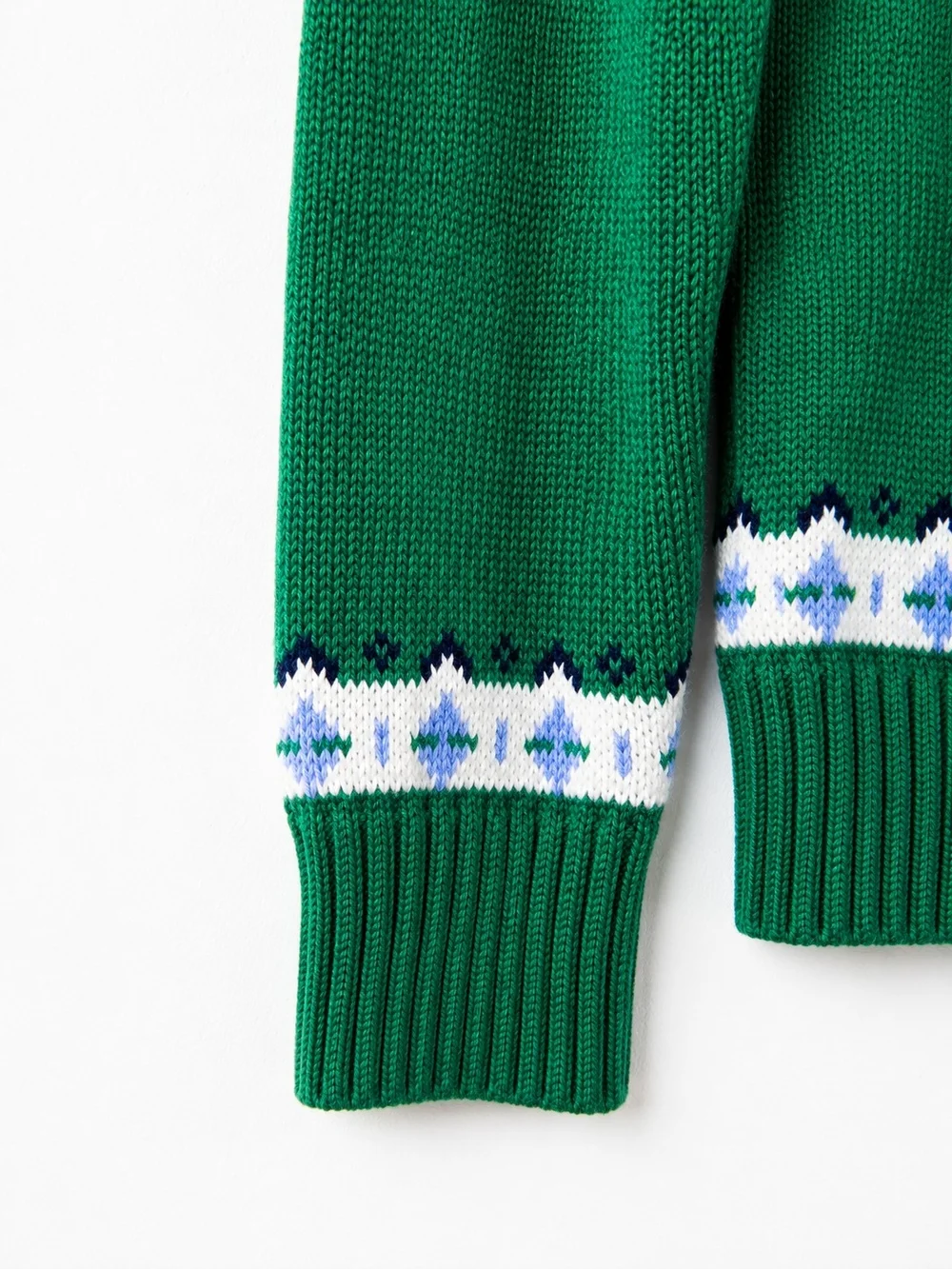 J.Crew Fair Isle Sweater Green Nordic Cotton Crewneck Knit Pullover Medium